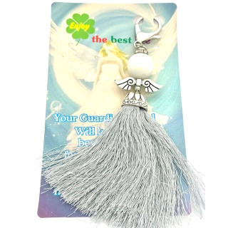 Gray Guardian Angel Tassel Keychain