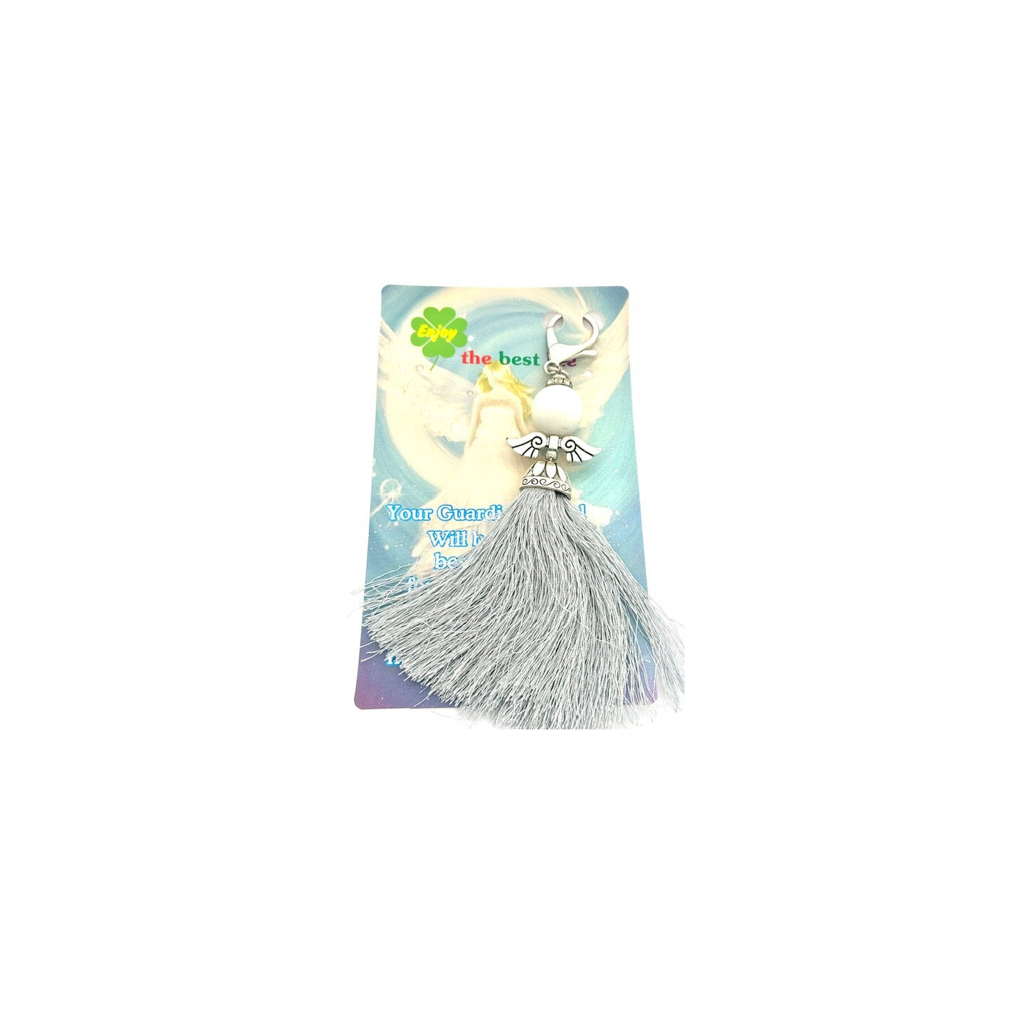 Gray Guardian Angel Tassel Keychain