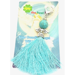 Turquoise Guardian Angel Tassel Keychain