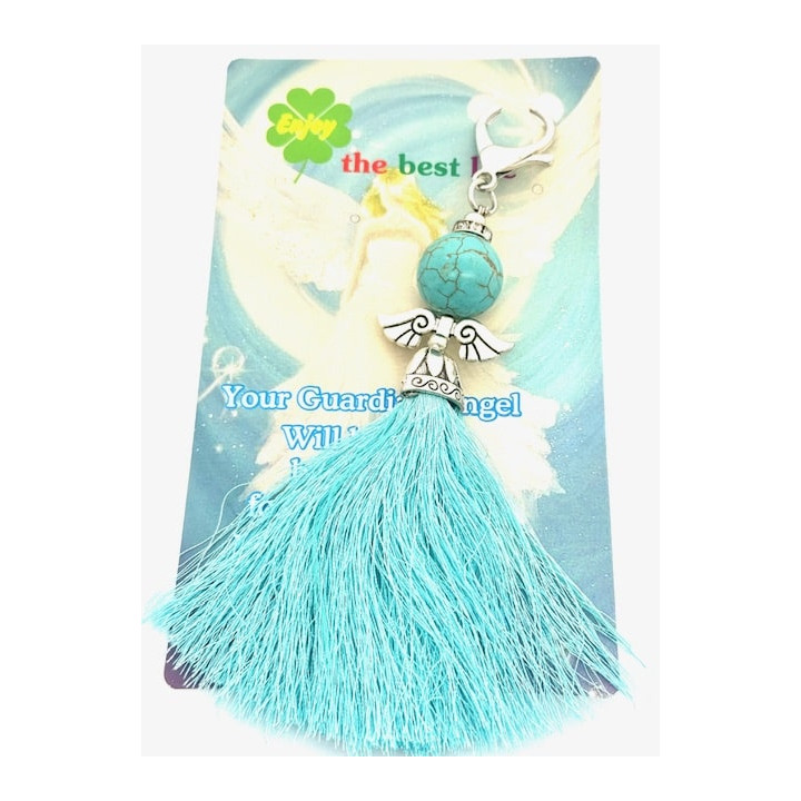 Turquoise Guardian Angel Tassel Keychain