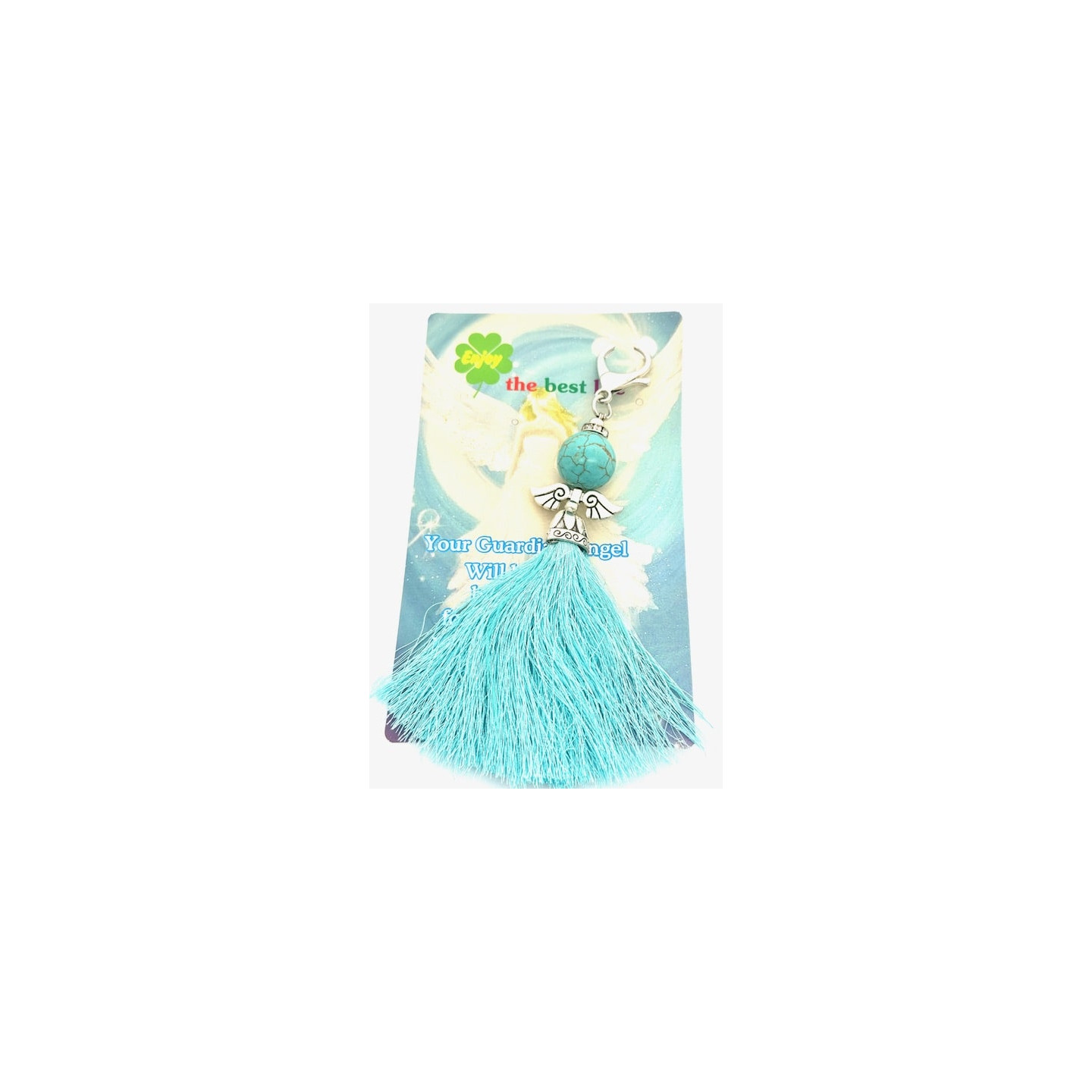Turquoise Guardian Angel Tassel Keychain