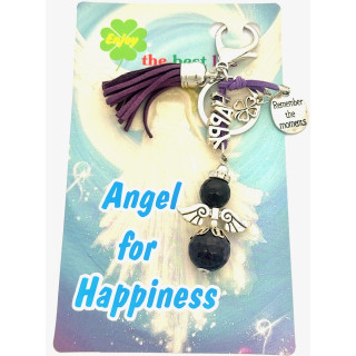 Purple “HAPPY” Angel Keychain