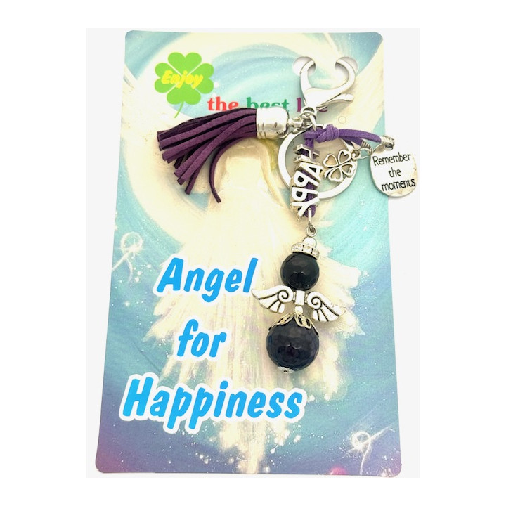 Purple “HAPPY” Angel Keychain