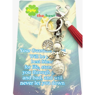 Red ''LUCK'' Angel Keychain with Tassel