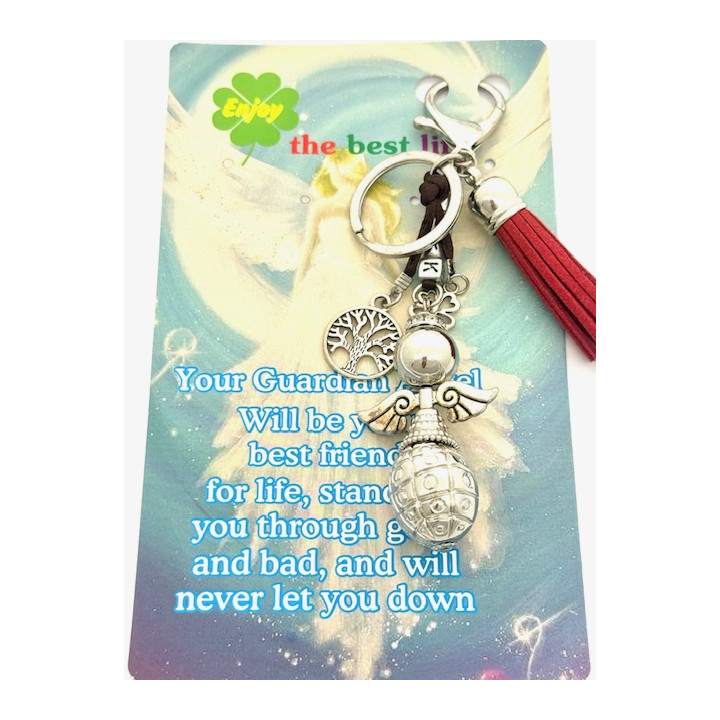 Red ''LUCK'' Angel Keychain with Tassel