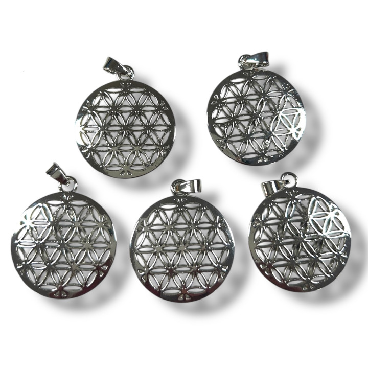 Flower of Life Pendant Set of 5 Silver