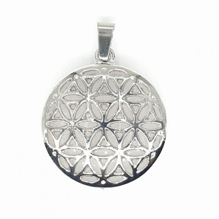 Rock Crystal Gemstone Flower of Life Pendant