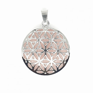 Rose Quartz Gemstone Flower of Life Pendant