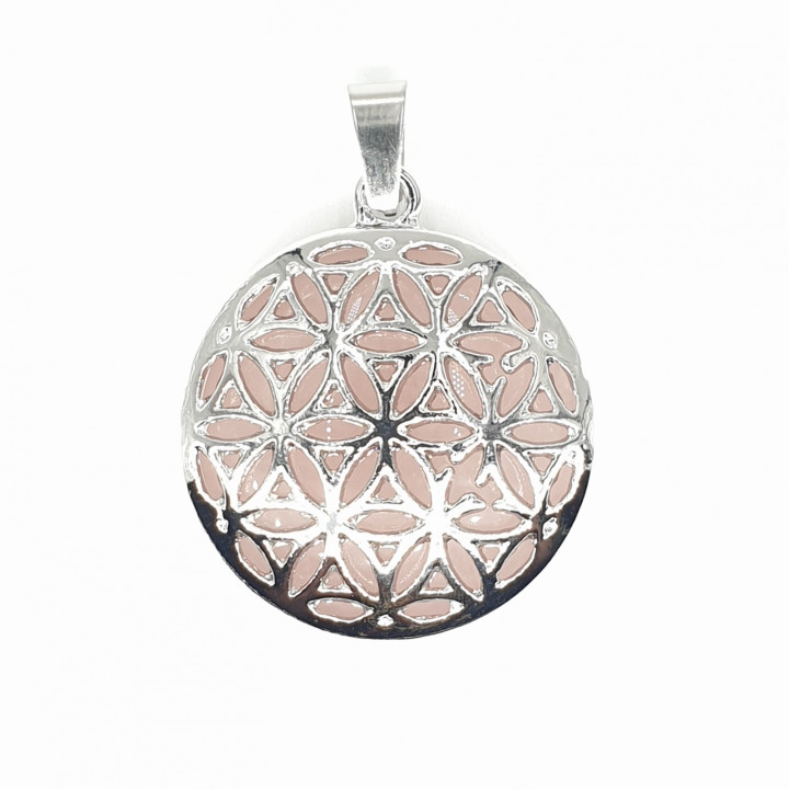 Rose Quartz Gemstone Flower of Life Pendant