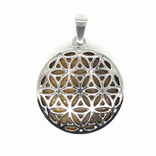 Tiger's Eye Gemstone Flower of Life Pendant