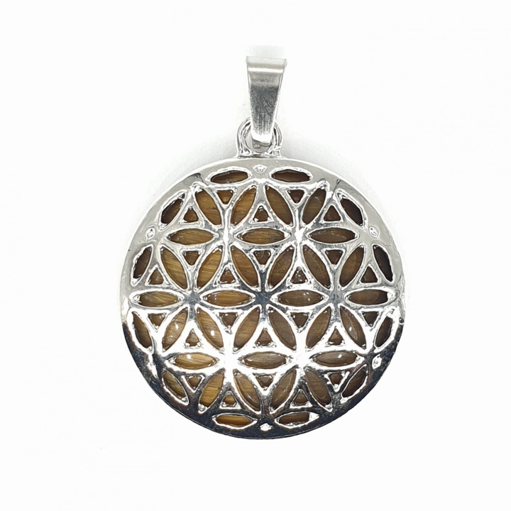 Tiger's Eye Gemstone Flower of Life Pendant