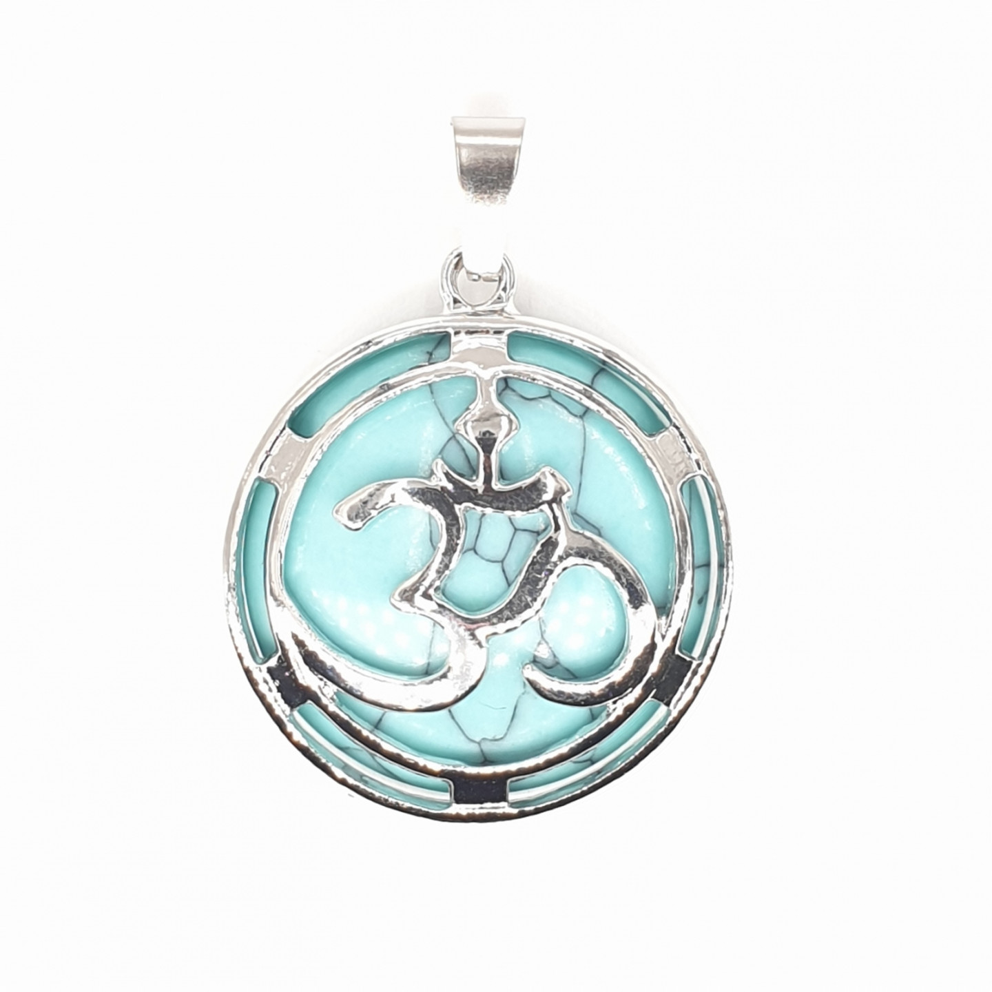 Gemstone Om Pendant - Turquoise