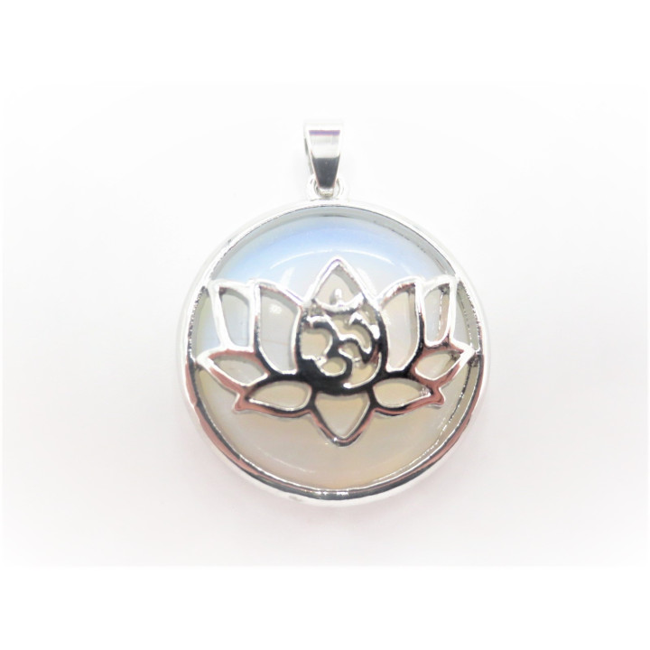 Gemstone Lotus Pendant - Opalite