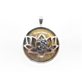 Gemstone Lotus Pendant - Tiger Eye