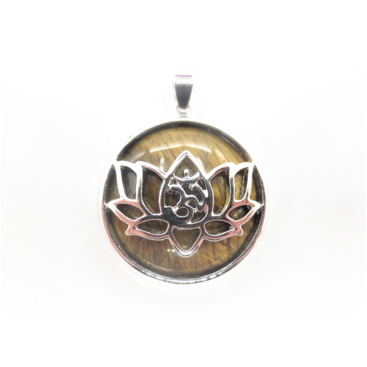 Gemstone Lotus Pendant - Tiger Eye