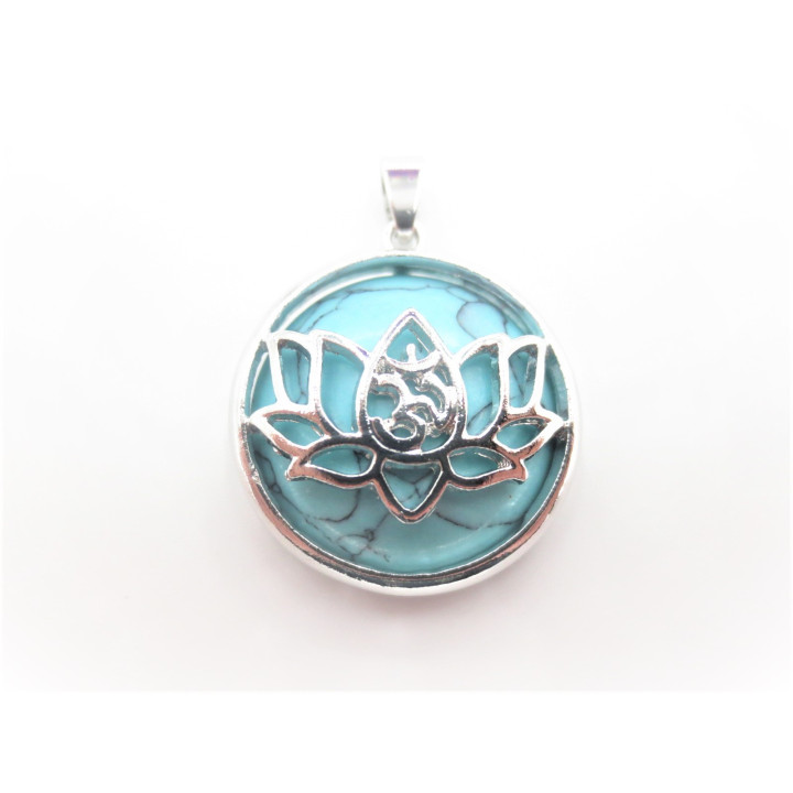 Gemstone Lotus Pendant - Turquoise