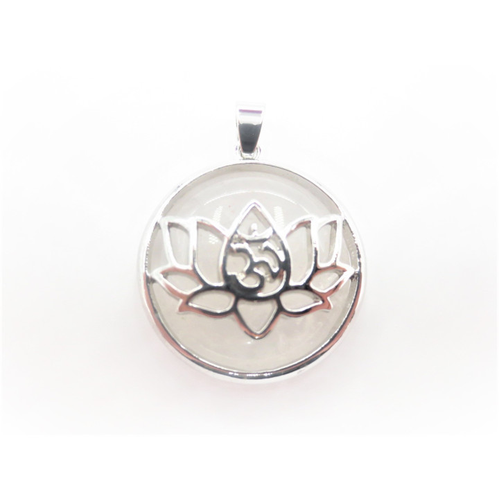 Gemstone Lotus Pendant - Rock Crystal