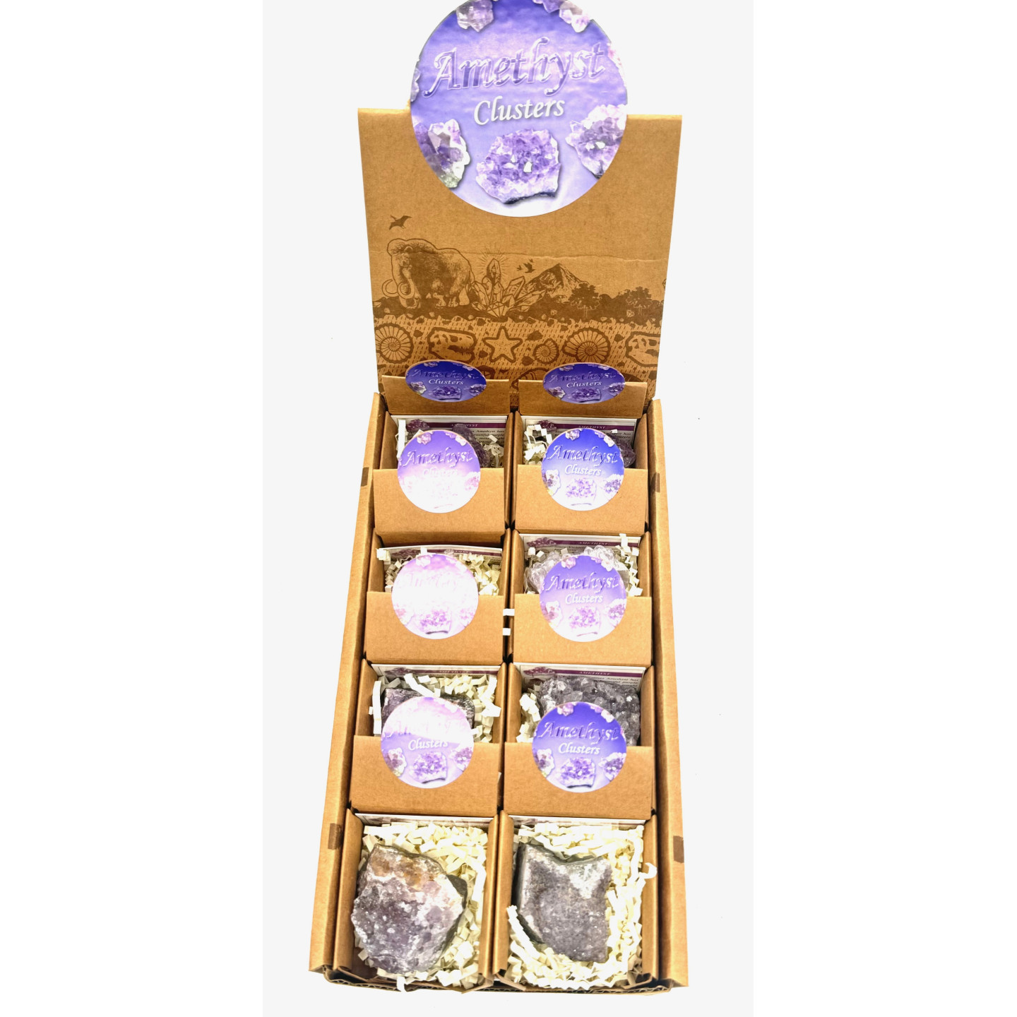 Natural Amethyst Crystal Clusters Set (16 pieces)