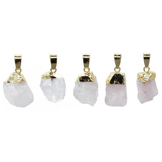 Pendentif quartz rose brut couleur or | Pieralune