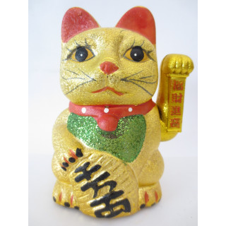 Lucky Glitter Cat Gold with Moveable Arm (Large)