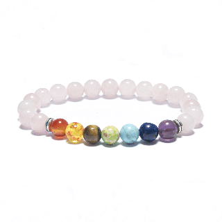 8mm 7 Chakra Bracelet without Box - Rose Quartz