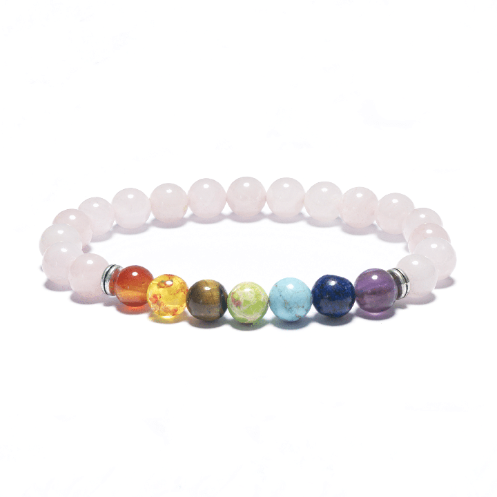 8mm 7 Chakra Bracelet without Box - Rose Quartz