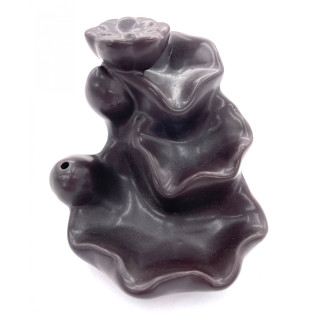 Backflow Incense Burner Small Lotus Waterfall Brown