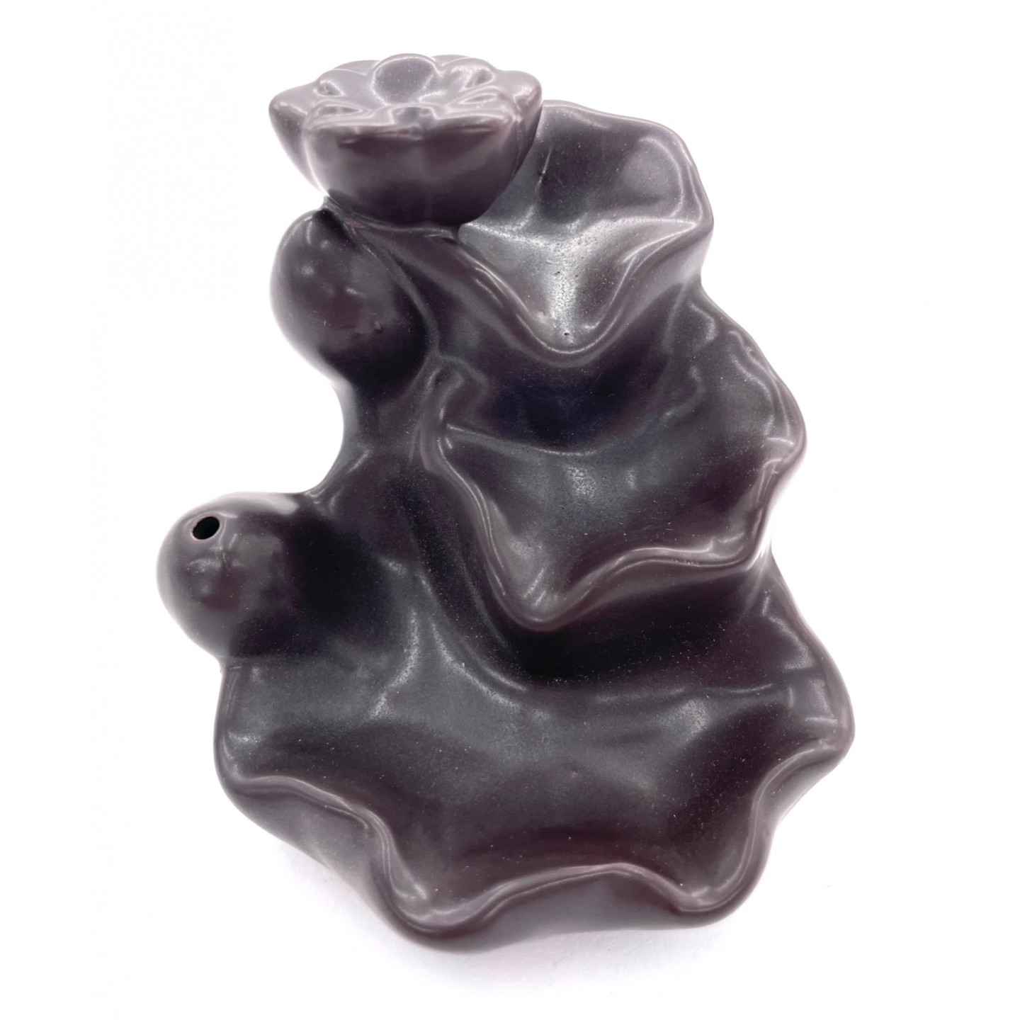 Backflow Incense Burner Small Lotus Waterfall Brown