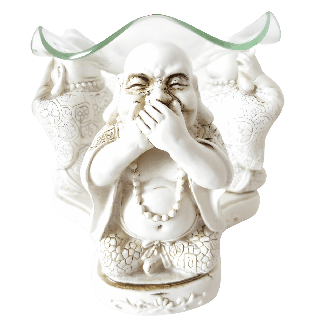 3 happy buddhas 'hear, see, silence' oilburner wit