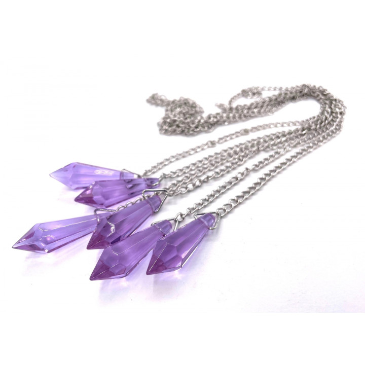 Amethyst Crystal Point Pendulum with Chain Set (6 pieces)