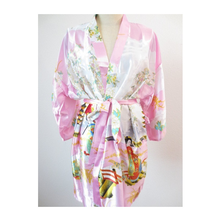 Japanese kimono short light pink