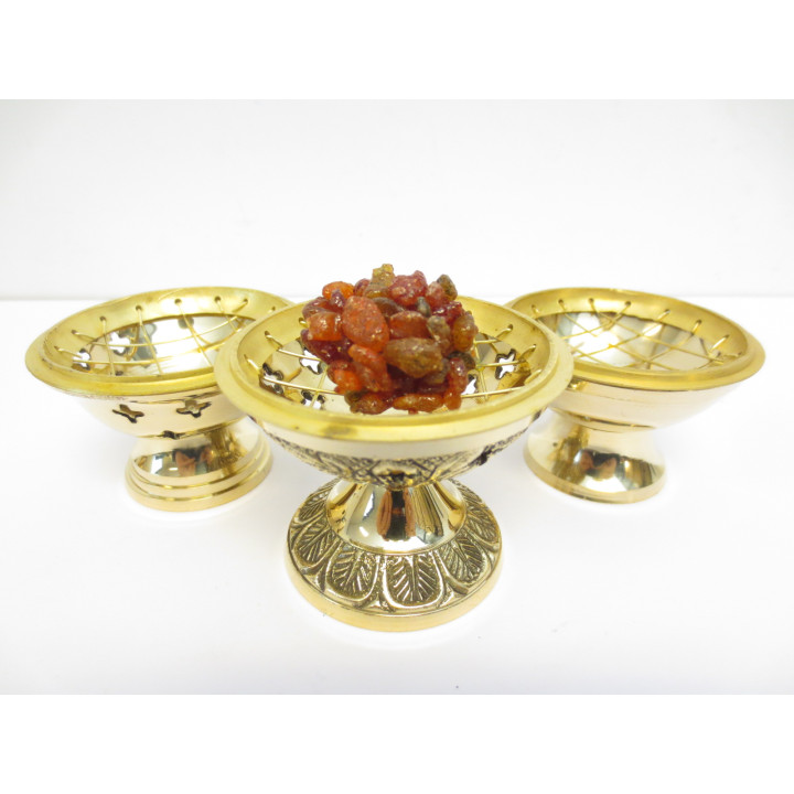 Brass Resin Incense Burner with Mesh Screen Set (3 pieces)