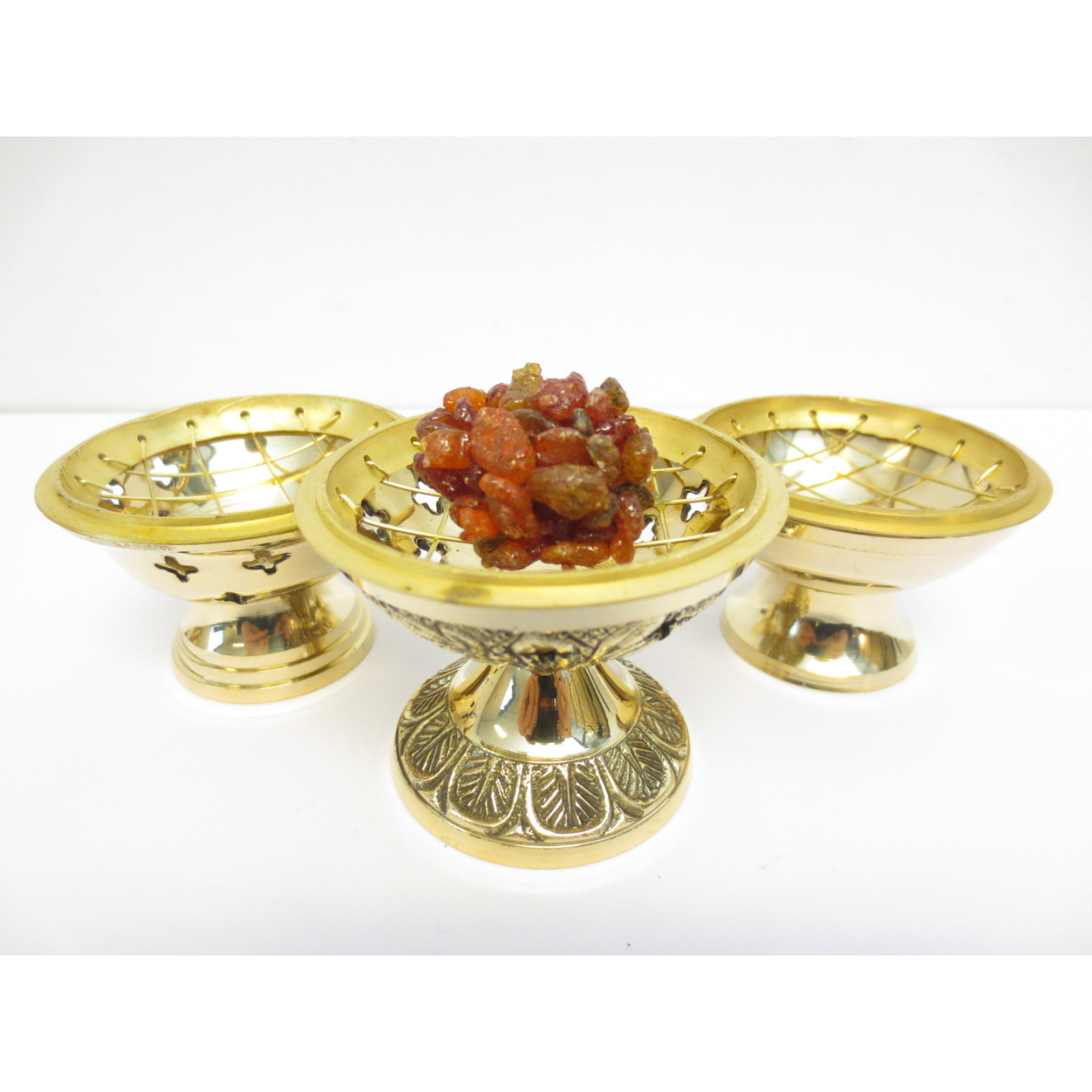 Brass Resin Incense Burner with Mesh Screen Set (3 pieces)