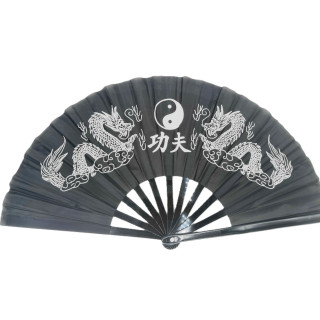 Black Tai Chi Fan – Kung Fu Dragon & Yin Yang