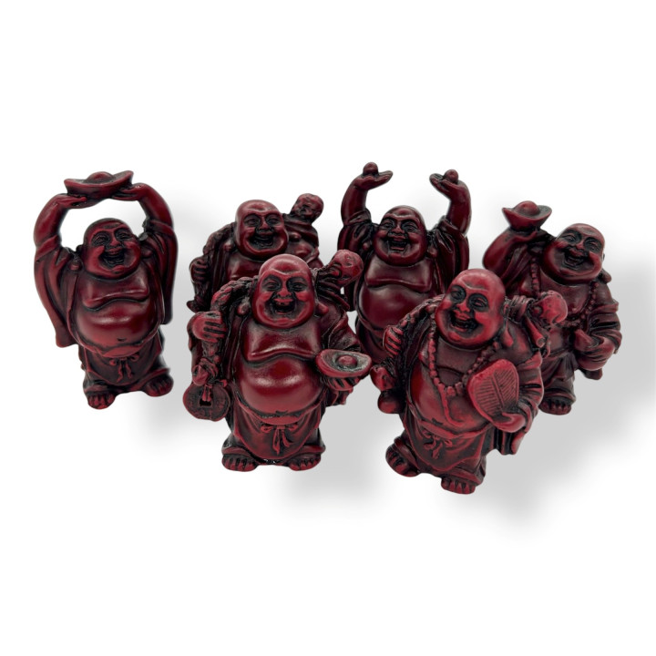 8 cm Red Standing Laughing Buddha (6 pieces)