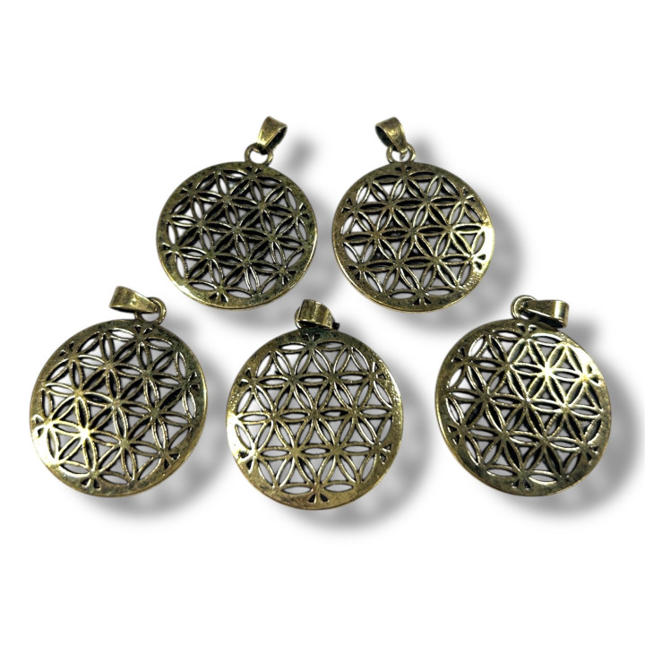 Bronze Flower of Life Pendants Set (5 pieces)