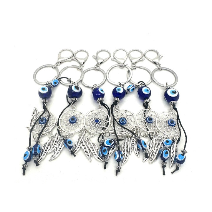 Blue Evil Eye Keychain Dreamcatcher Set of 6