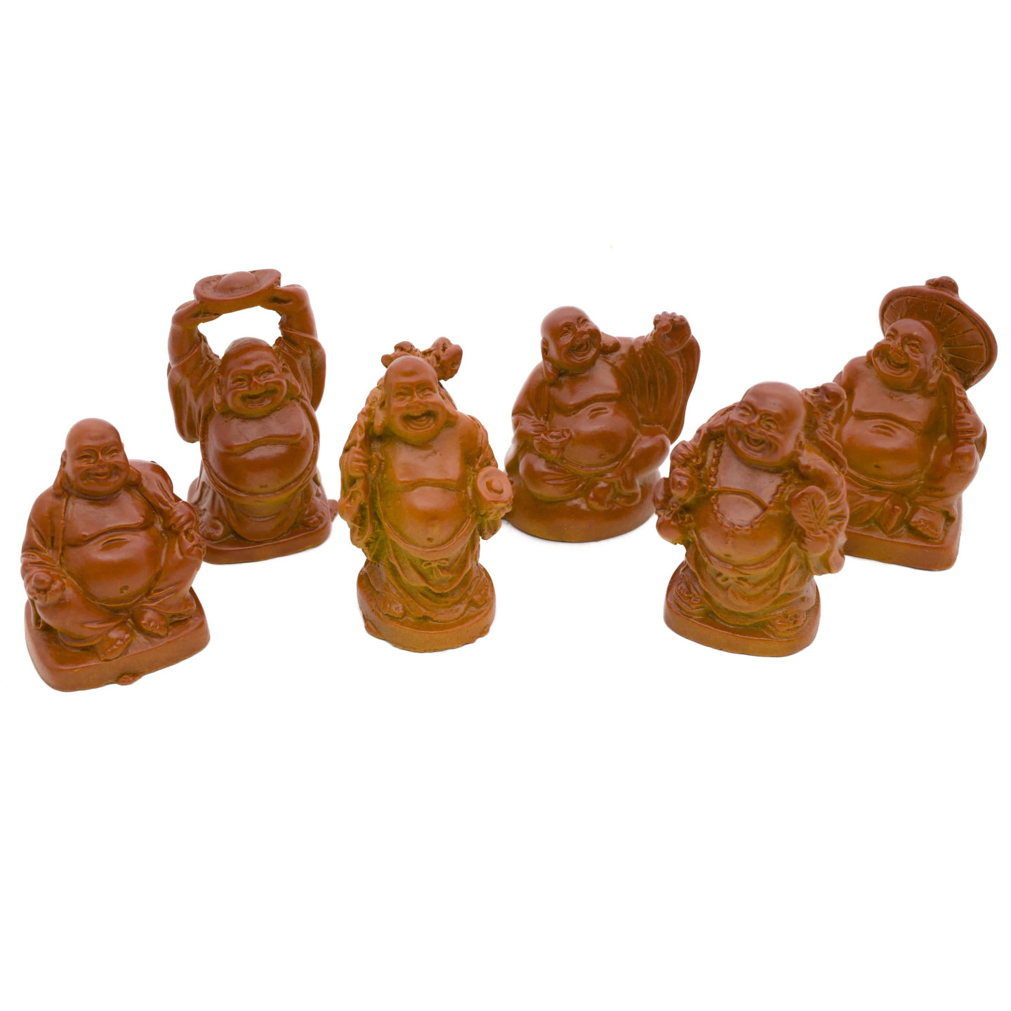 5 cm Brown Laughing Buddha Set (6 pieces)