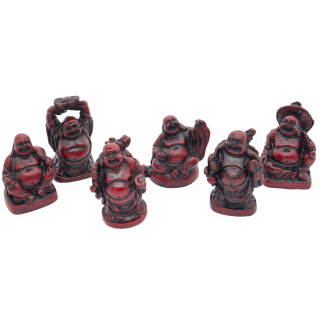 5 cm Red Laughing Buddha Set (6 pieces)