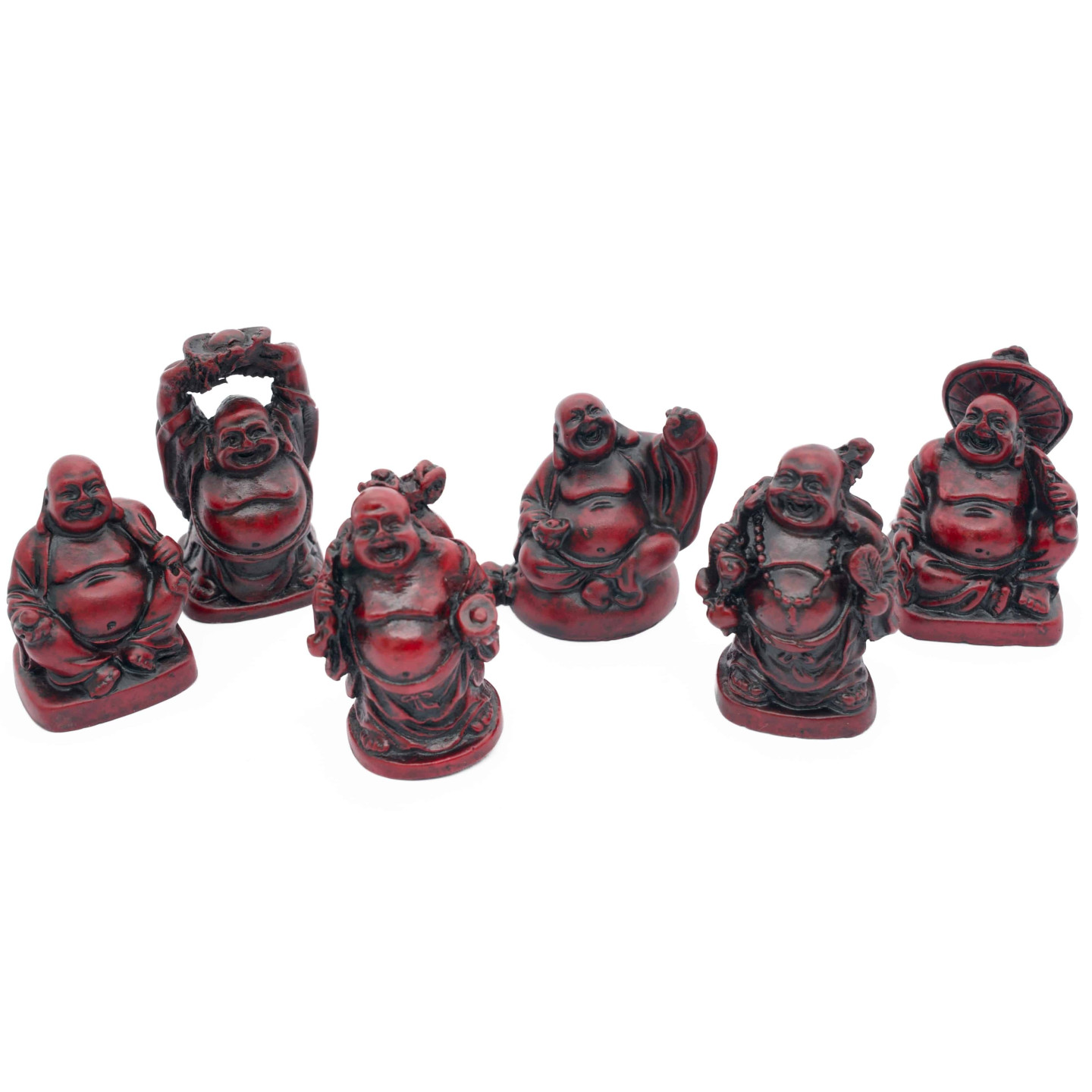 5 cm Red Laughing Buddha Set (6 pieces)