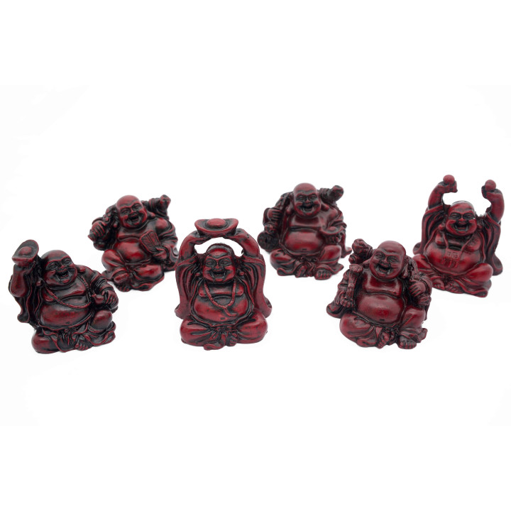 8cm Red Laughing Buddha Set (6 pieces)
