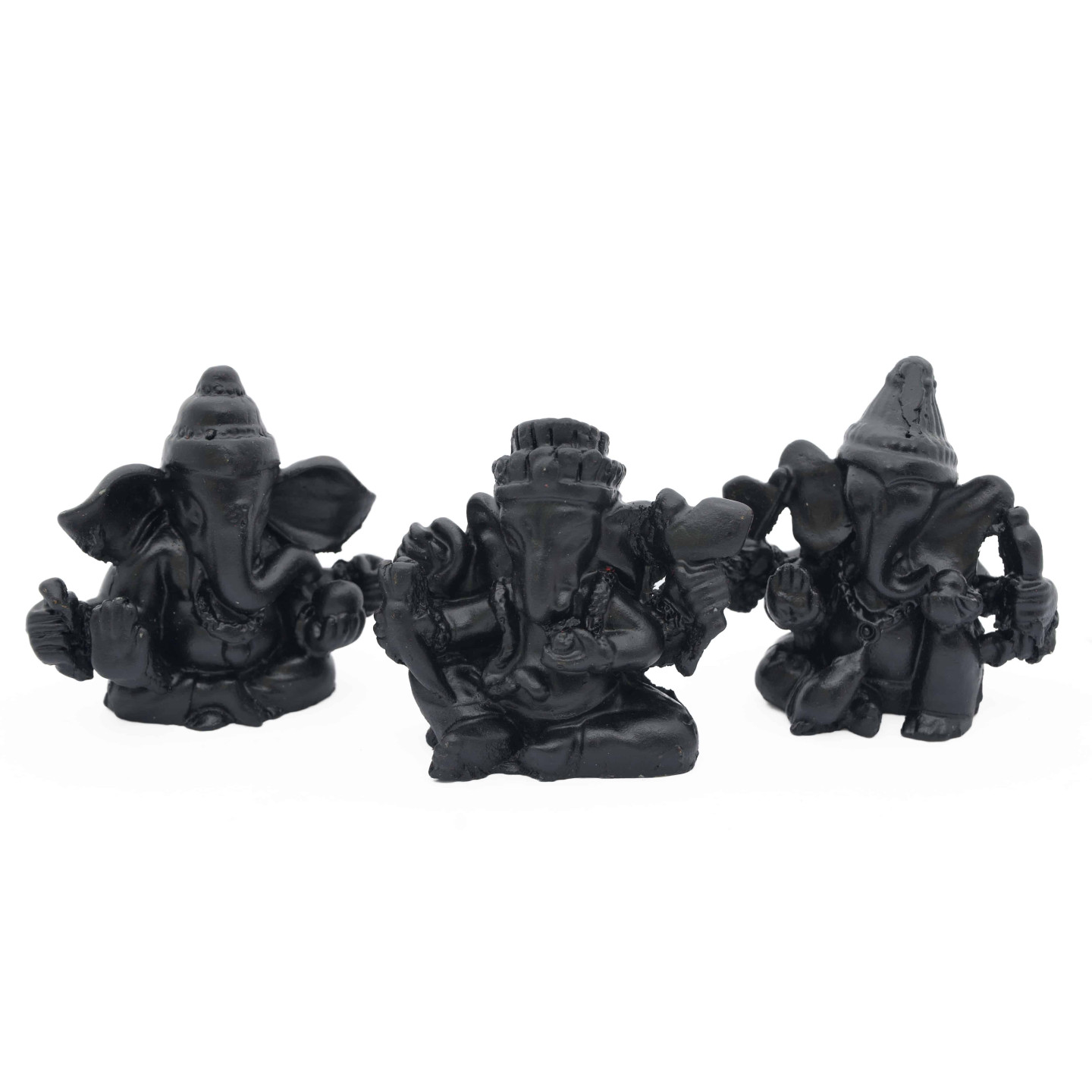 Black Ganesha Statues Set (3 pieces)