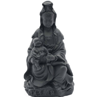 Black Guanyin with Child Statue