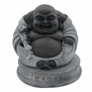 Hematite Laughing Buddha Statue