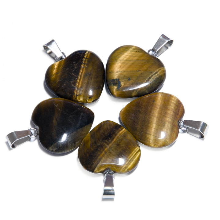 Heart Pendant Wholesale -Tiger Eye ()