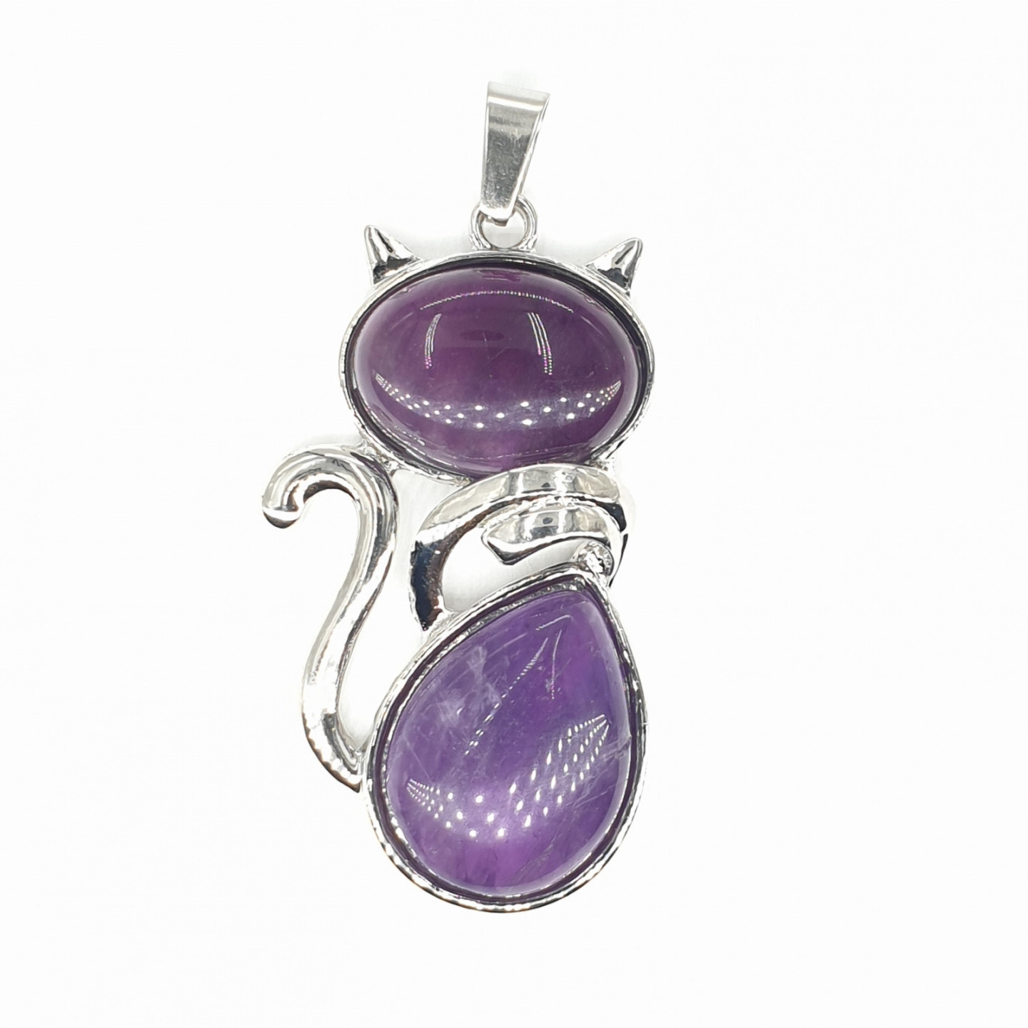 Amethyst Gemstone Cat Pendant
