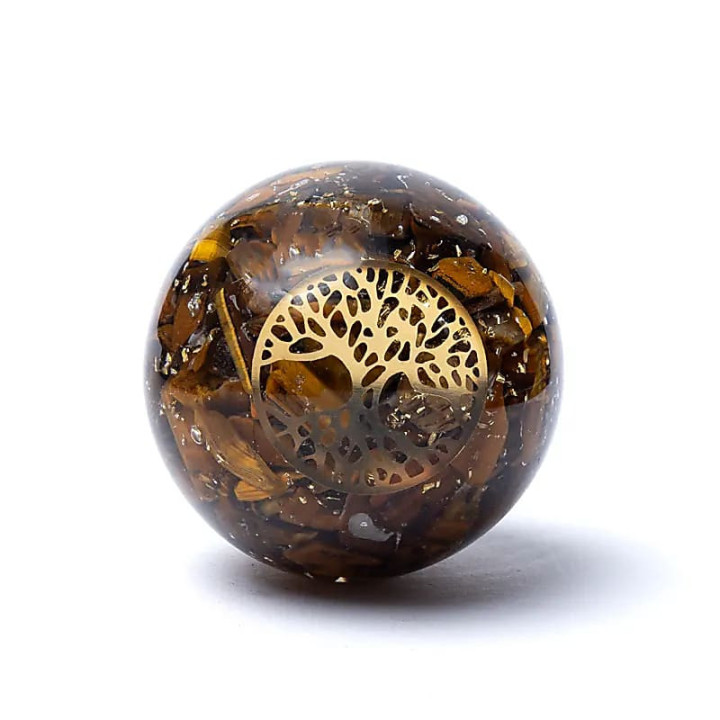 Orgonite sphère Oeil du Tigre Arbre de Vie | Pieralune