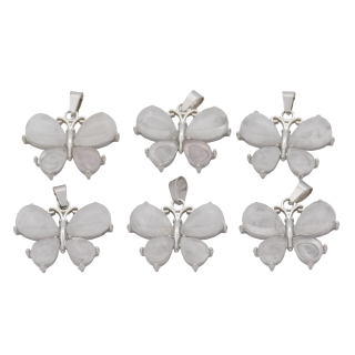 Rock Crystal Butterfly Gemstone Pendants (Set of 6 Pieces)