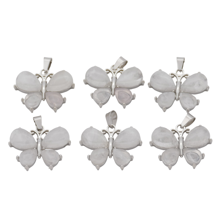 Rock Crystal Butterfly Gemstone Pendants (Set of 6 Pieces)