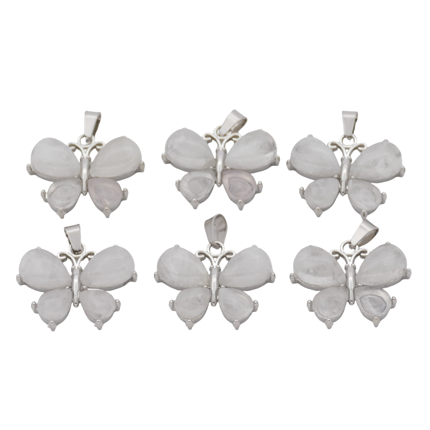 Rock Crystal Butterfly Gemstone Pendants (Set of 6 Pieces)